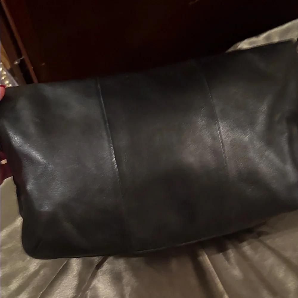Coach Kristin Black Leather Shoulder Bag with large Silver hang tagL0968-14755